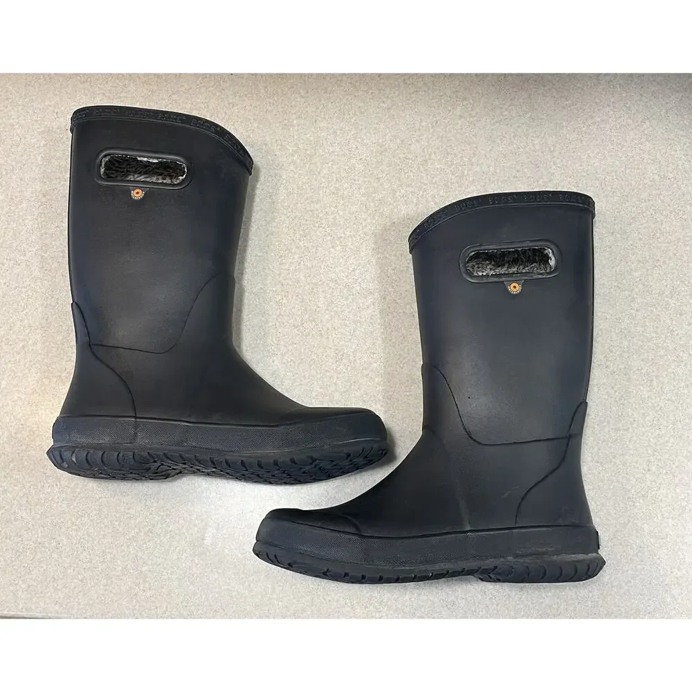 BOGS Kids/Children Rain Boots Plush Lined Black Waterproof Mid-Calf Youth Size 3